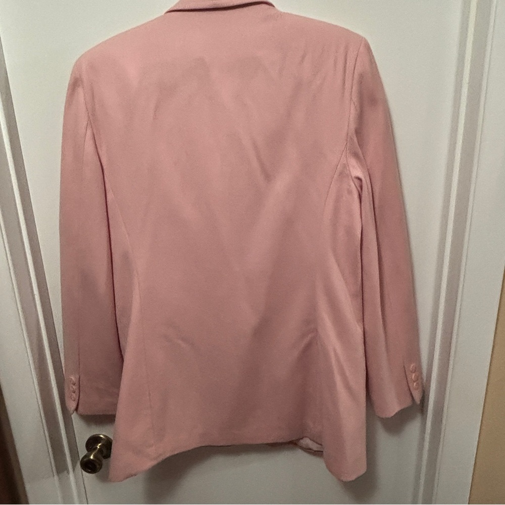 Women’s 14T 100% Wool Pink Blazer Worthington Fully Lined 3 Button Faux Pockets - Picture 3 of 9